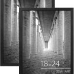 DOAI ART 18x24 Poster Frame 2 Pack, Black 18 x 24 Picture Frames | 18x24 Frame for Horizontal or Vertical Wall Mounting, Scratch-proof Safe and Artistic Large Photo Frame Wall Art