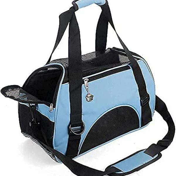 ZaneSun Cat Carrier,Soft-Sided Pet Travel Carrier for Cats,Dogs Puppy Comfort Portable Foldable Pet Bag Airline Approved (Small Blue)