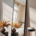 TRAHOME Full Length Floor Mirror 56"x15", Standing Mirror with Aluminum Frame, Large Body Mirror for Bedroom, Living Room and Bathroom, Black