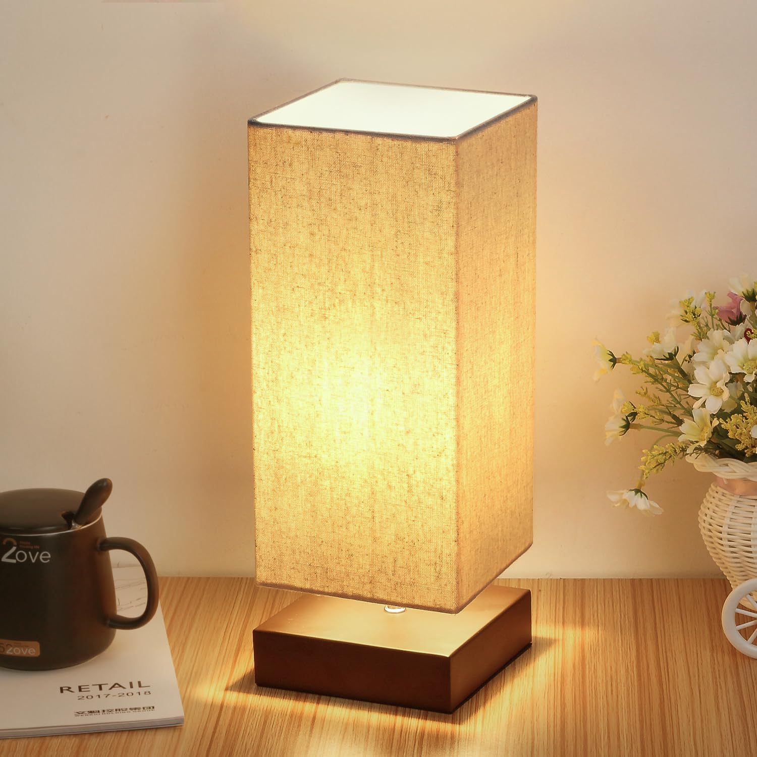Touch Control Table Lamp Bedside 3 Way Dimmable Touch Desk Lamp Modern Nightstand Lamp with Square Fabric Lamp Shade Simple Night Light for Bedroom Living Room Office, Led Bulb Included Touch Control Table Lamp Bedside 3 Way Dimmable Touch Desk Lamp Modern Nightstand Lamp with Square Fabric Lamp Shade Simple Night Light for Bedroom Living Room Office, Led Bulb Included