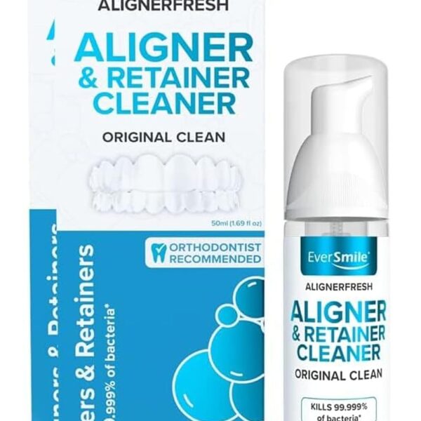 EverSmile AlignerFresh Original Clean Foam Cleaner Compatible w/Invisalign and All Clear Aligners & Retainers Eliminates Bacteria, Whitens Teeth, Fights Bad Breath 50ml (2 Pack)