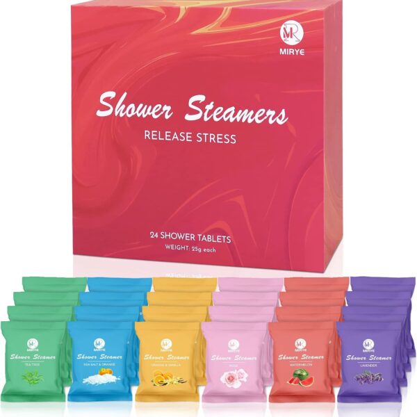 Shower Steamers Aromatherapy 24-Pack, Self Care Spa Gifts for Women& Men, Stress Relief with Natural Essential Oils, Coworker Appreciation Birthday Gift, Travel Essentials