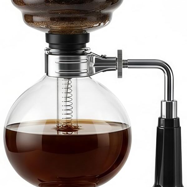 Siphon Coffee Maker, 20 oz Glass Vacuum Brewer with Cloth Filter | Borosilicate glass, reusable cloth filter, alcohol burner, hands-on siphon brewing, rich small-batch coffee