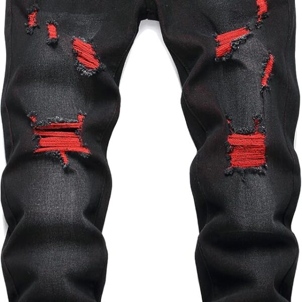 JUNBAOSS Men's Slim Fit Stretch Jeans Ripped Skinny Jeans for Men, Fashion Distressed Straight Comfort Flex Waist Pants