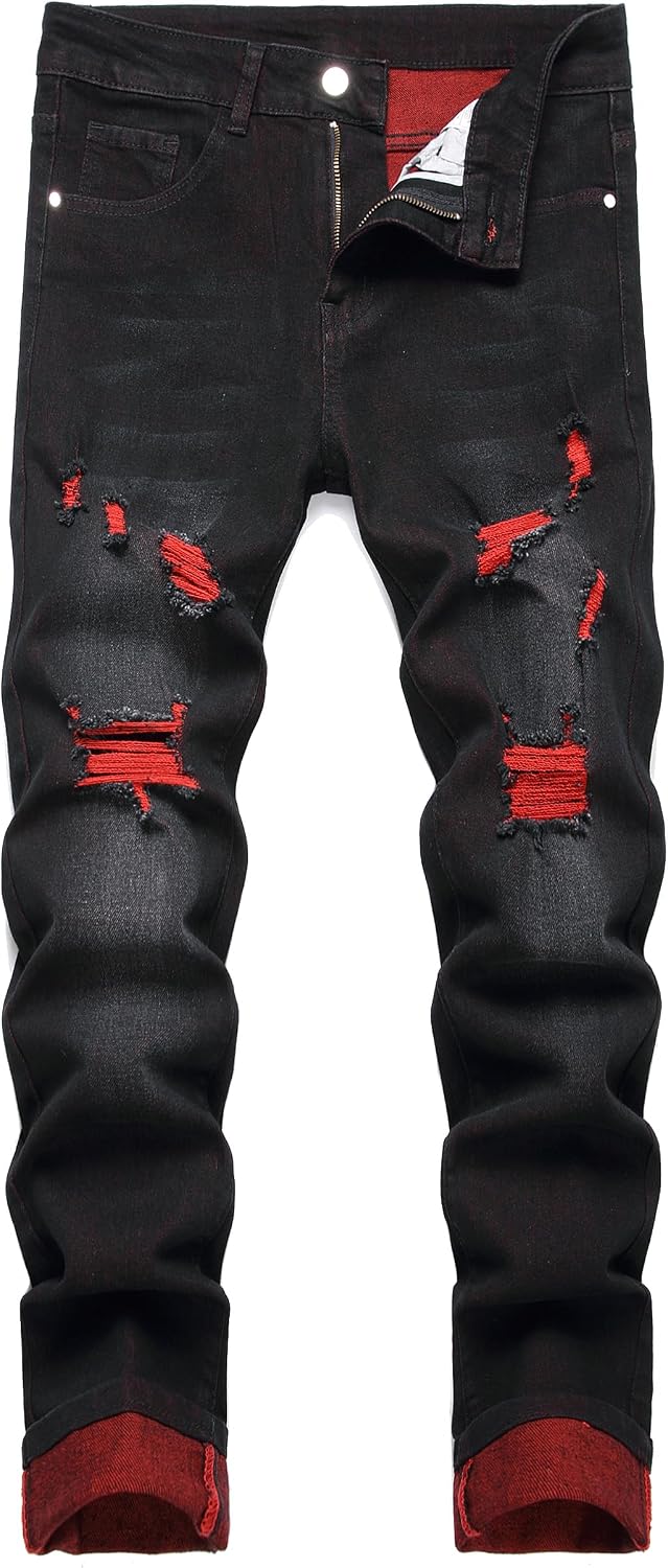 JUNBAOSS Men's Slim Fit Stretch Jeans Ripped Skinny Jeans for Men, Fashion Distressed Straight Comfort Flex Waist Pants JUNBAOSS Men's Slim Fit Stretch Jeans Ripped Skinny Jeans for Men, Fashion Distressed Straight Comfort Flex Waist Pants