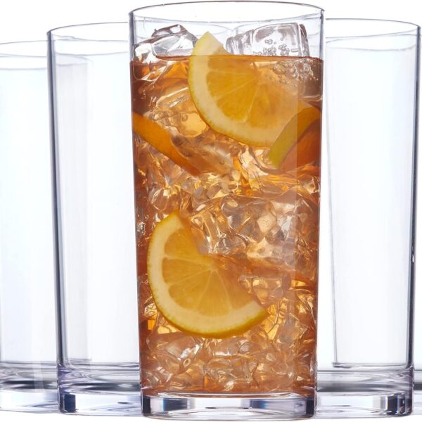 US Acrylic Classic Clear Plastic Reusable Drinking Glasses (Set of 6) 24oz Iced-Tea Cups | BPA-Free Tumblers, Made in USA | Top-Rack Dishwasher Safe
