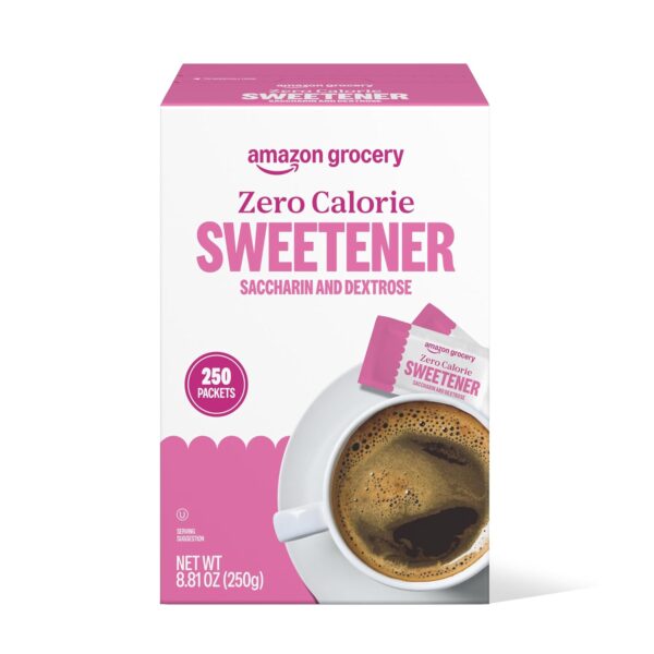 Amazon Grocery, Zero Calorie Saccharin and Dextrose Sweetener Packets, 250 Ct
