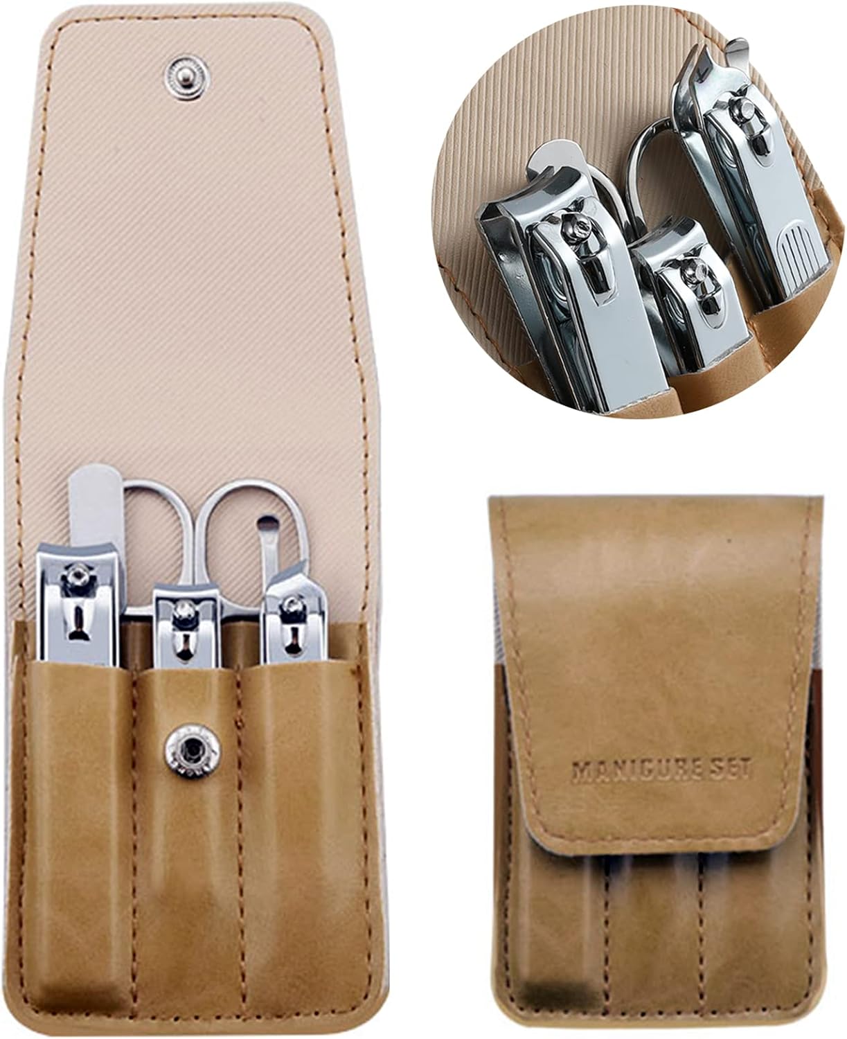 Nail Clipper Set, 6 Pcs Toenail Clippers, Stainless Steel Fingernail Clipper, and PU Leather Manicure Set, Gift Ideas (Beige) Nail Clipper Set, 6 Pcs Toenail Clippers, Stainless Steel Fingernail Clipper, and PU Leather Manicure Set, Gift Ideas (Beige)