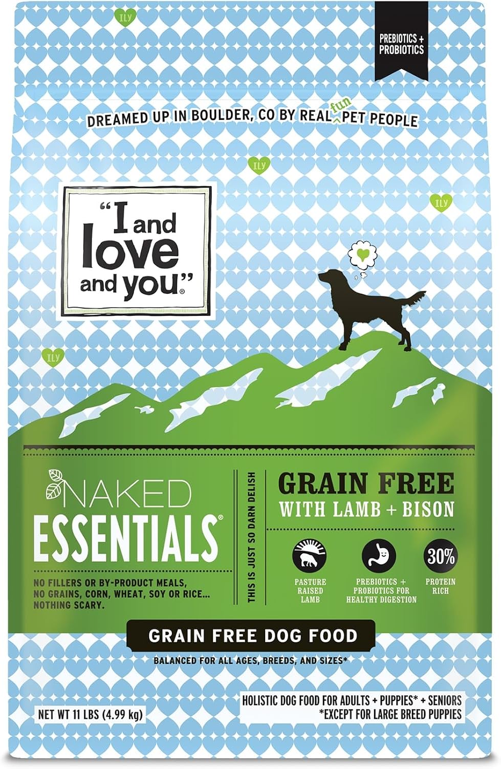 I and love and you Naked Essentials Dry Dog Food - Lamb + Bison - High Protein, Real Meat, No Fillers, Prebiotics + Probiotics, 11lb Bag I and love and you Naked Essentials Dry Dog Food - Lamb + Bison - High Protein, Real Meat, No Fillers, Prebiotics + Probiotics, 11lb Bag