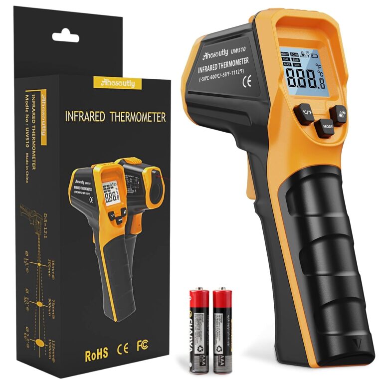 Infrared Thermometer Laser Temperature Gun -58 to 1112,with Cal Calibration and Adjustable Emissivity,Min& Max Measure,for Cooking,Oven,Meat Food,HVAC,ApplianceYellow