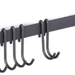 Wallniture Gourmet Kitchen Rail with 10 Hooks, Wall Mounted Wrought Iron Hanging Utensil Holder Rack with Black 17 Inch