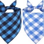 Dog Bandanas Boy Large 2PCS, Summer Spring Blue Scarf, Durable Triangle Reversible Bibs Handkerchief for Puppy Pet