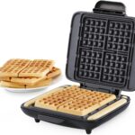 Dash No-Drip Waffle Maker - Makes Four Waffles at Once for Hassle-Free Breakfasts - Dual Nonstick Heating Plates & Quick Heat-Up System - Easy-Release Surface - Silver