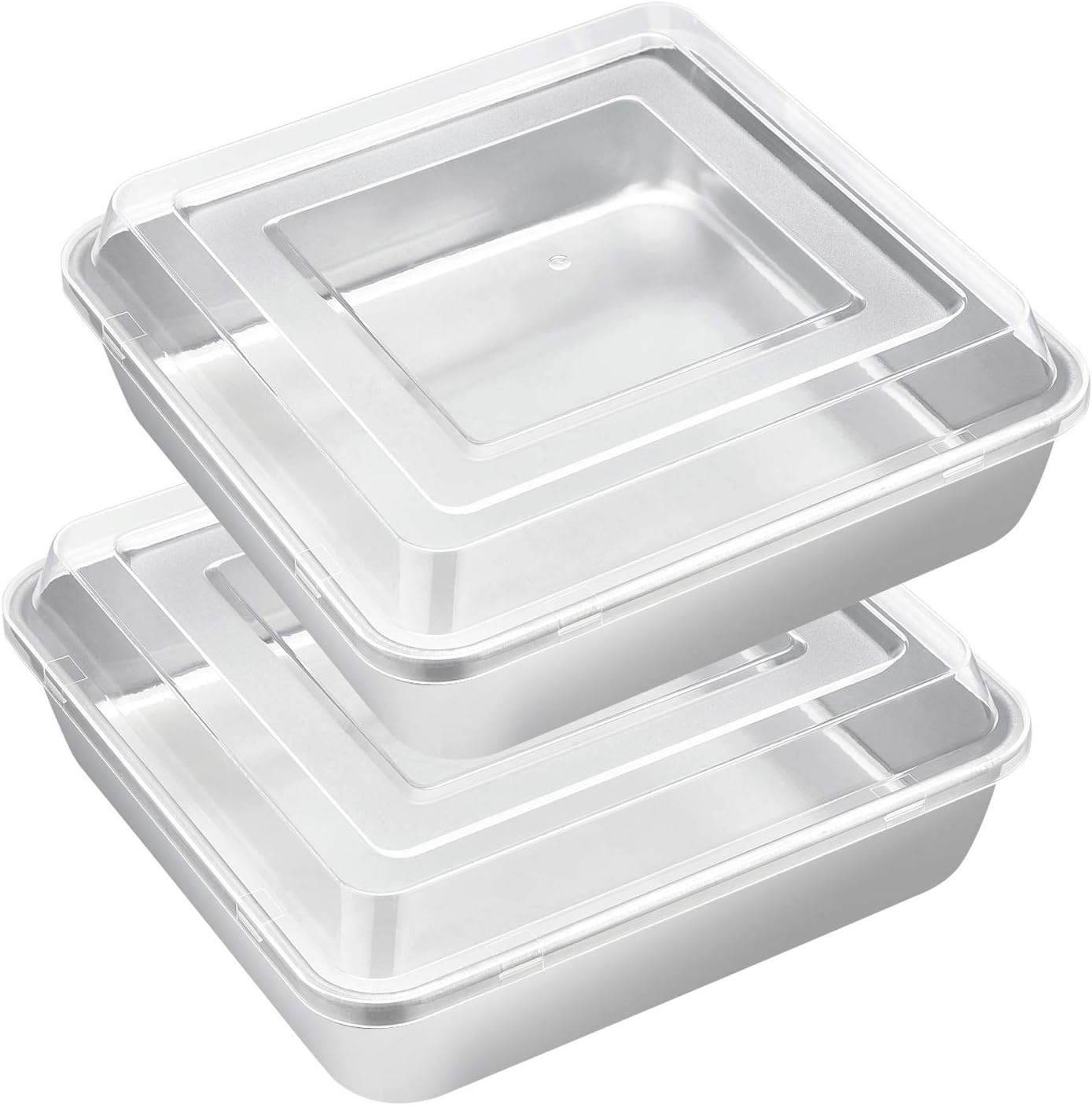E-far 8 x 8-Inch Baking Pan with lid, Square Cake Brownie Baking Pans Stainless Steel Bakeware Set of 2, Non-toxic & Healthy, Easy Clean & Dishwasher Safe - 4 Pieces(2 Pans + 2 Lids) E-far 8 x 8-Inch Baking Pan with lid, Square Cake Brownie Baking Pans Stainless Steel Bakeware Set of 2, Non-toxic & Healthy, Easy Clean & Dishwasher Safe - 4 Pieces(2 Pans + 2 Lids)