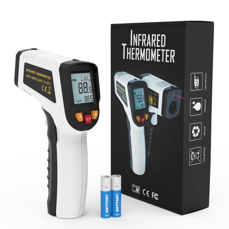 KNINE OUTDOORS Infrared Thermometer Gun, -58 to 1112 | Temp Gun, Laser Temperature Gun, for Cooking, Oven, BBQ, Griddle, Meat, HVAC Engine, Distance to Spot Ratio 12:1, White