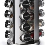 DOUBLE 2 C Revolving Countertop Spice Rack Stainless Steel Seasoning Storage Organization,Spice Carousel Tower for Kitchen Set of 16 Jars (16Jars)