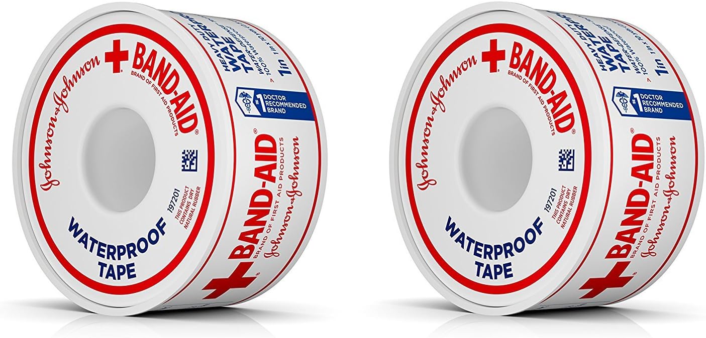 Band-Aid Brand of First Aid Products 100% Waterproof Self-Adhesive Medical Tape Roll to Secure Bandages, Durable First Aid Wound Care Bandaging Tape, 1 Inch by 10 Yards (Pack of 2) Band-Aid Brand of First Aid Products 100% Waterproof Self-Adhesive Medical Tape Roll to Secure Bandages, Durable First Aid Wound Care Bandaging Tape, 1 Inch by 10 Yards (Pack of 2)