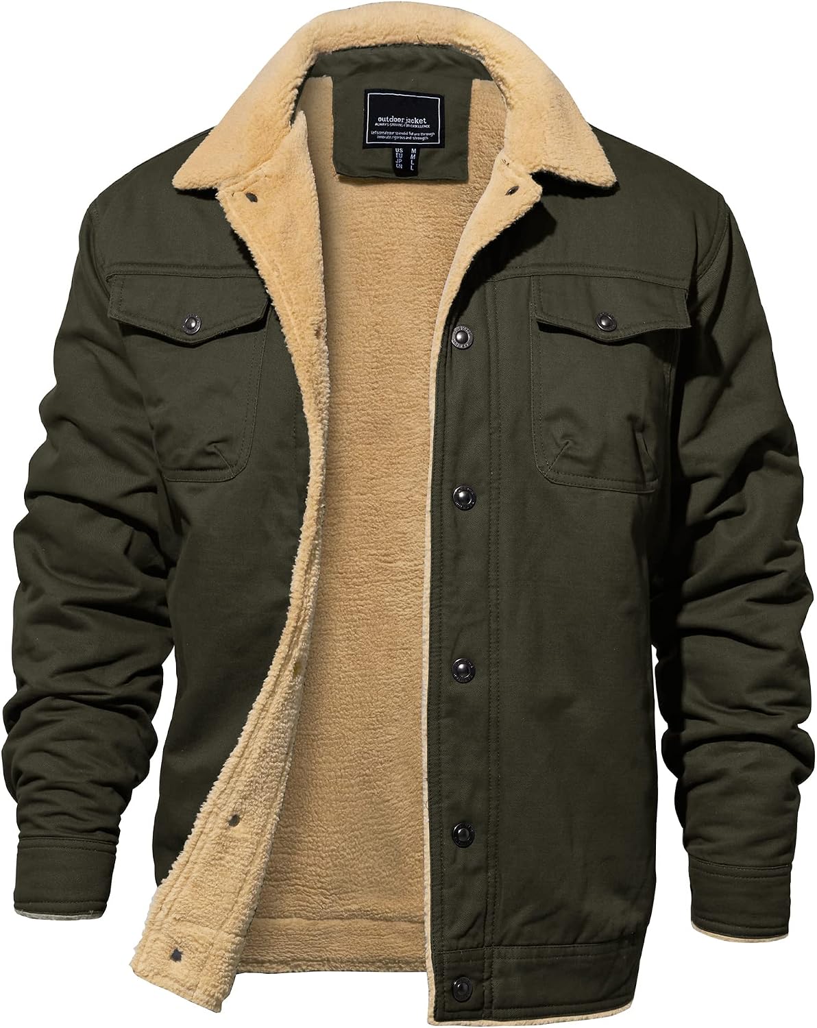 EKLENTSON Men's Winter Jacket Thick Thermal Cotton Warm Fleece Lined Coat Trucker Lapel Work Cargo Jackets for Men EKLENTSON Men's Winter Jacket Thick Thermal Cotton Warm Fleece Lined Coat Trucker Lapel Work Cargo Jackets for Men