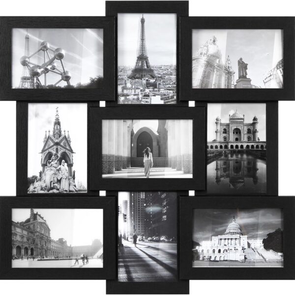 SONGMICS 4x6 Collage Picture Frames, 9-Pack Photo Collage Frame for Wall Decor, Glass Front, Assembly Required, Ink Black URPF029B01