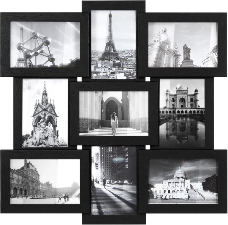 SONGMICS 4x6 Collage Picture Frames, 9-Pack Photo Collage Frame for Wall Decor, Glass Front, Assembly Required, Ink Black URPF029B01