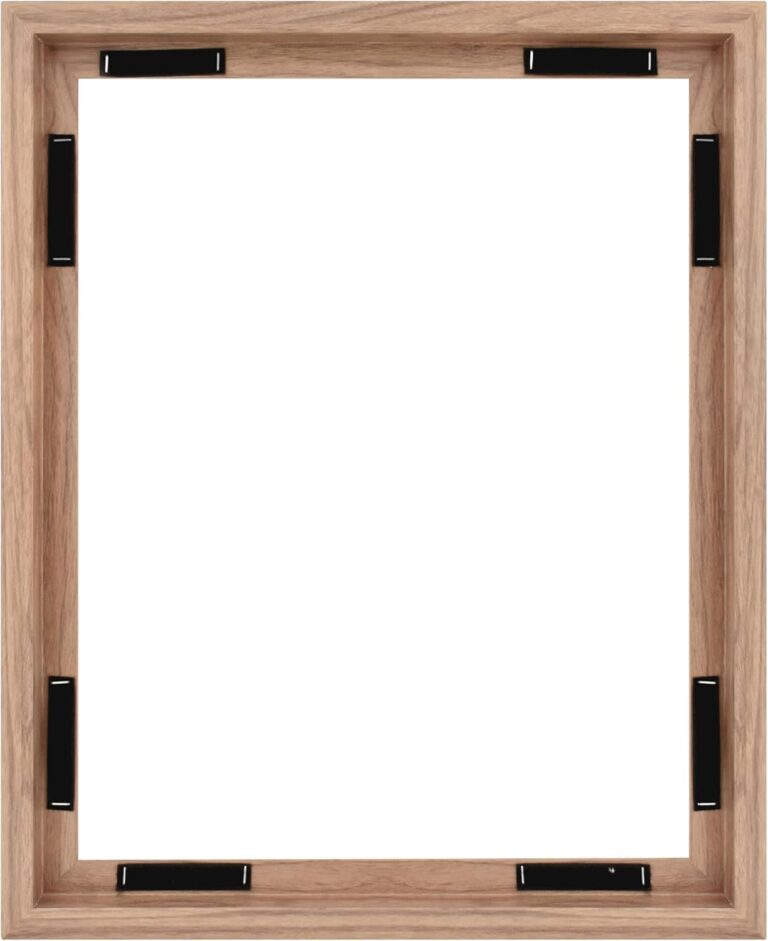 MCS Canvas Float Frames 16x20 Frame, Walnut Woodgrain for Finished Canvases, Vertical & Horizontal Wall Hanging Large with Adhesive for Canvas Paintings (1-Pack)