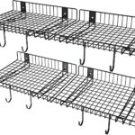 4 Pack Garage Wall Shelf, Wall Mounted Storage Shelves, Heavy Duty Metal Shelves for Room Wall, Loads 160 LBS Floating Shelves Mesh Storage Rack for Garage, Office, Basement,Wall Cabinet and Kitchen