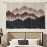 IOWER Macrame Wall Hanging 57" W x 35" L Brown Mountain Dip-Dyed Macrame Wall Decor Large Modern Fiber Art Boho Wall Decor