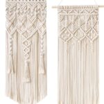 Mkono 2 Pcs Macrame Woven Wall Hanging Boho Chic Geometric Art Decor - Beautiful Bedroom Nursery Apartment Home Decoration, Gift for Girls Adults Birthday Christmas, 28" L x 13" W