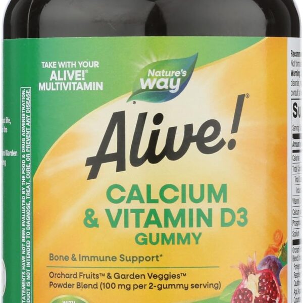 Natures Way, Calcium Alive Plus D 100 Mg, 60 Chewa