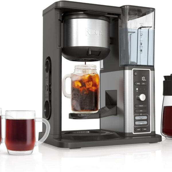 Ninja Hot & Iced XL Coffee Maker with Rapid Cold Brew, 4 Brew Styles, 8 Sizes Small Cup to Travel Mug, Single-Serve Coffee Brewer, 12-Cup Carafe, Permanent Filter, Removable Reservoir, Black, CM371