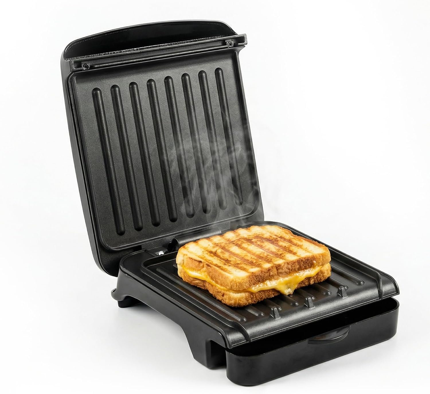 OVENTE 2-Serving Electric Indoor Grill & Panini Press with Easy Clean Non-Stick Plate Coating, Opens 90 Degrees, 10.7" x 7.7" Space Saving Design, 750W Contact Grill for Burgers & More, Black GP222B OVENTE 2-Serving Electric Indoor Grill & Panini Press with Easy Clean Non-Stick Plate Coating, Opens 90 Degrees, 10.7" x 7.7" Space Saving Design, 750W Contact Grill for Burgers & More, Black GP222B