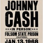 Johnny Cash Folsom Prison 1968 Vintage Concert Poster Wall Art  unframed 11x14  Retro Music Decor for Man Cave, Home Office, Bedroom & Garage  Ready to Hang  Premium Luster Photo Print, Black Frame
