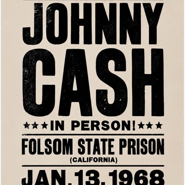 Johnny Cash Folsom Prison 1968 Vintage Concert Poster Wall Art unframed 11x14 Retro Music Decor for Man Cave, Home Office, Bedroom & Garage Ready to Hang Premium Luster Photo Print, Black Frame