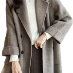 CHARTOU Women Wool Coat Peacoat Jacket Thick Loose Double Breasted Pea Coat Woolen Winter Overcoat