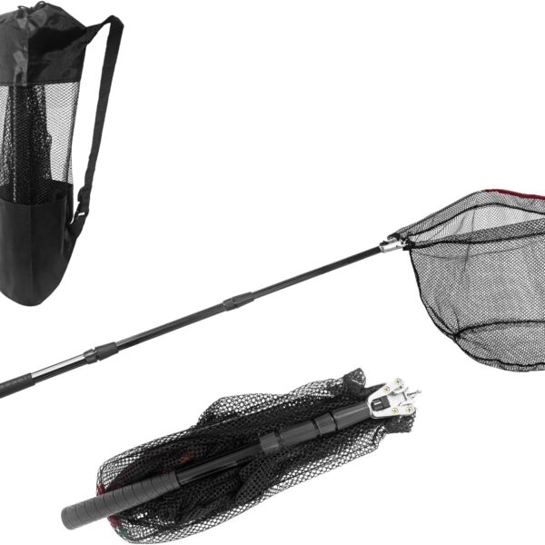 Fishing Net with Handle with Storage Bag,Portable Telescopic Fishing Net Telescoping Handle,Fish Net,Fishing Nets,Extend to 40-63 Inches for Kids Men Women
