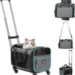 Paw Ballet Pet Carrier with Wheels, Durable Airline Approved Cat Crate, Foldable Rolling Dog Carrier, Rolling Bag for Cat &Dog, Use for Travel, Outdoor, Vet Visits, Camping, Indoor.