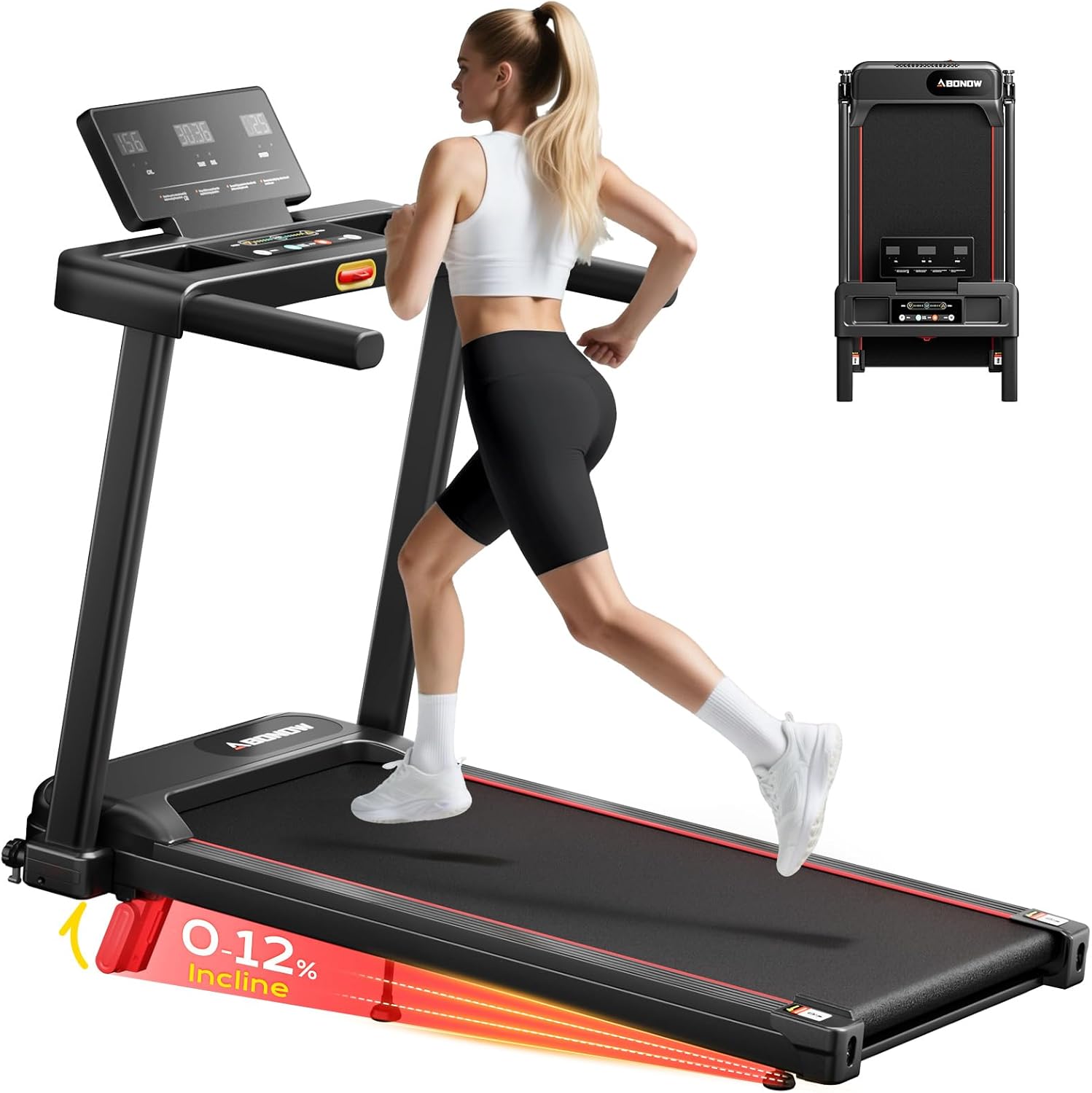 Abonow Foldable Treadmill for Home Small with Incline - 3.0HP Quiet Walking Pad Treadmill with Handles, 300LBS Capacity, Home Office 3-in-1 Portable Treadmills for Running Jogging Walking Abonow Foldable Treadmill for Home Small with Incline - 3.0HP Quiet Walking Pad Treadmill with Handles, 300LBS Capacity, Home Office 3-in-1 Portable Treadmills for Running Jogging Walking