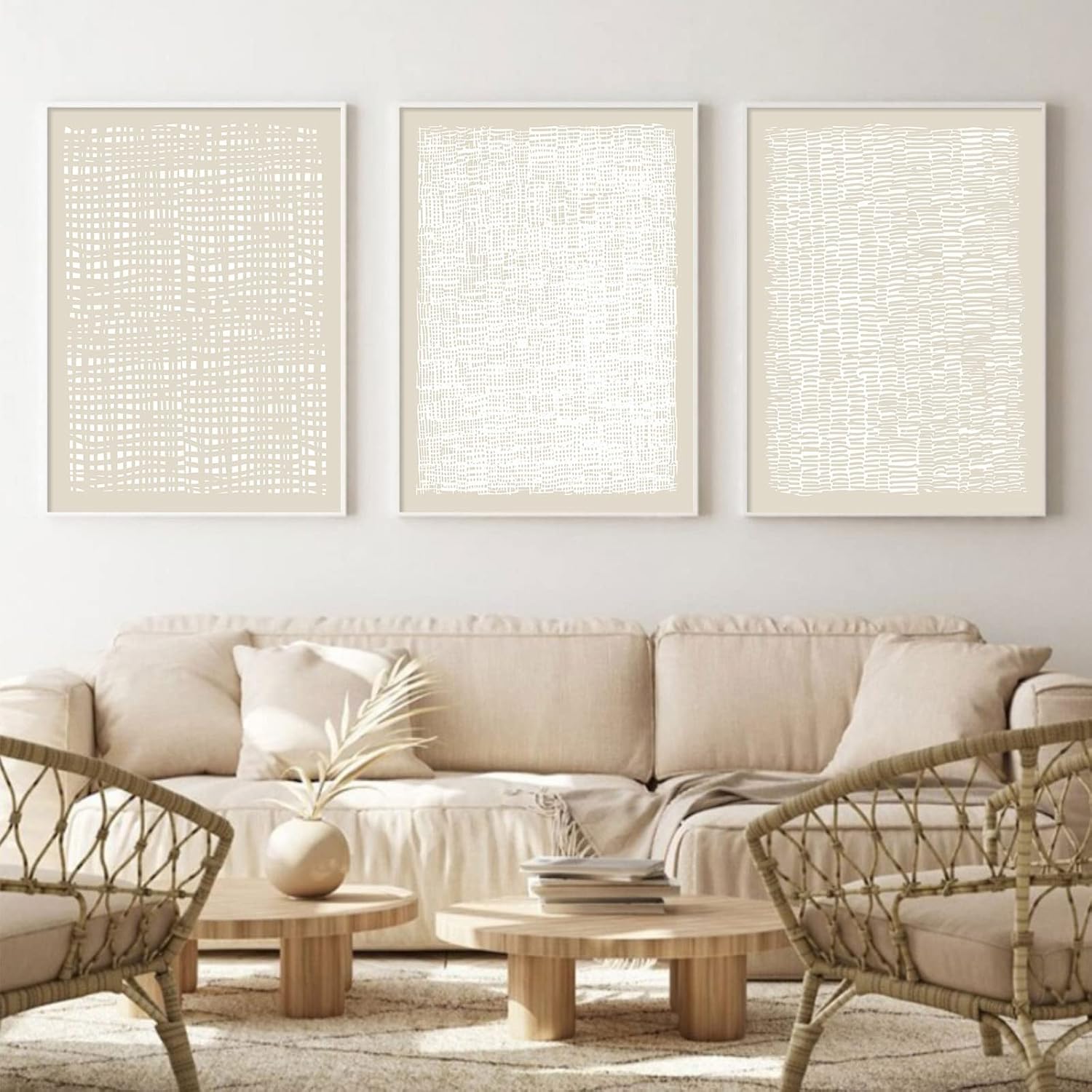 Abstract Beige Canvas Wall Art Boho Mid Century Modern Prints Line Art Paintings White Large Artwork Poster Neutral Minimalist Picture 16x24inchx3 No Frame Abstract Beige Canvas Wall Art Boho Mid Century Modern Prints Line Art Paintings White Large Artwork Poster Neutral Minimalist Picture 16x24inchx3 No Frame