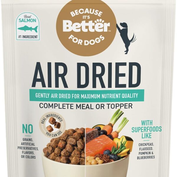 Because Its Better Slow Baked & Air Dried Dog Food - Real Salmon & Veggies - Complete & Balanced Dry Dog Food - Grain Free, High Protein, Natural Nutrition for All Life Stages, 1 lb Bag