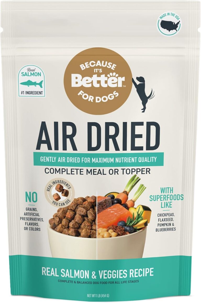 Because Its Better Slow Baked & Air Dried Dog Food - Real Salmon & Veggies - Complete & Balanced Dry Dog Food - Grain Free, High Protein, Natural Nutrition for All Life Stages, 1 lb Bag