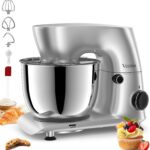 Vezzio Stand Mixer,6 Quarts,10-Speed Tilt-Head,Kitchen Food Mixer with Stainless Steel Bowl,Dough Hook,Whisk, Beater,Egg White Separator (Silver)