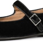 Amazon Essentials Women's Velvet Mary Jane Ballet Flat with Buckle Strap
