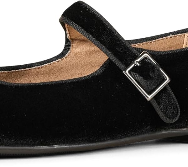 Amazon Essentials Women's Velvet Mary Jane Ballet Flat with Buckle Strap