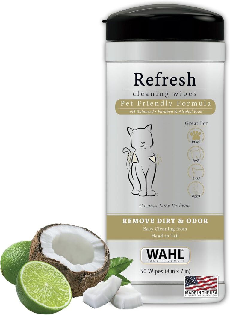 Wahl USA Cat Refresh Cleaning Wipes with Oatmeal Formula to Refresh and Clean Dirty Cats - 50 Count - 820017-500