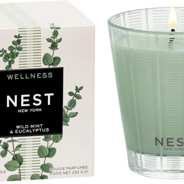 NEST New York Scented Classic Candle, Wild Mint & Eucalyptus - 8.1 oz - Up to 60-Hour Burn Time - Reusable Glass Vessel