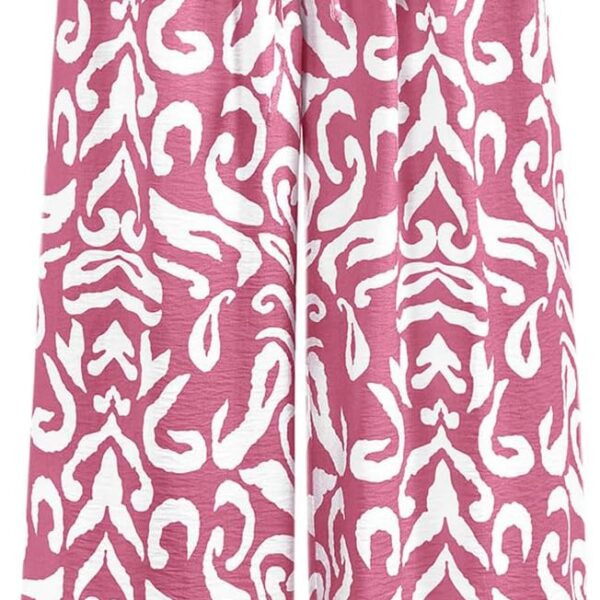 PRETTYGARDEN Womens Pants Elastic Waist Floral Lightweight Palazzo Pants for Women Casual Lounge Wide Leg Pants Woman