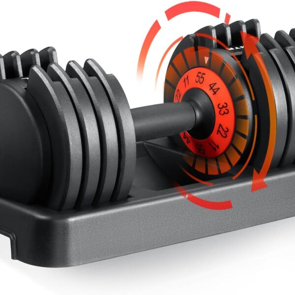 SKOK 25/55 lbs Pair Adjustable Dumbbells Set, Adjustable Weights Dumbbells Set for Men and Women with Anti-Slip Fast Adjust Weight by Turning Handle Dumbbell with Tray