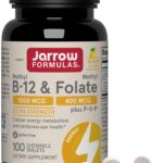 Jarrow Formulas Methyl B-12 & Methyl Folate, Bioactive Vitamin B9 & Vitamin B12 Supplement, Supports Cellular Energy Production, Healthy Brain Function & Metabolism, 100 Chewable Tablets, 100 Servings