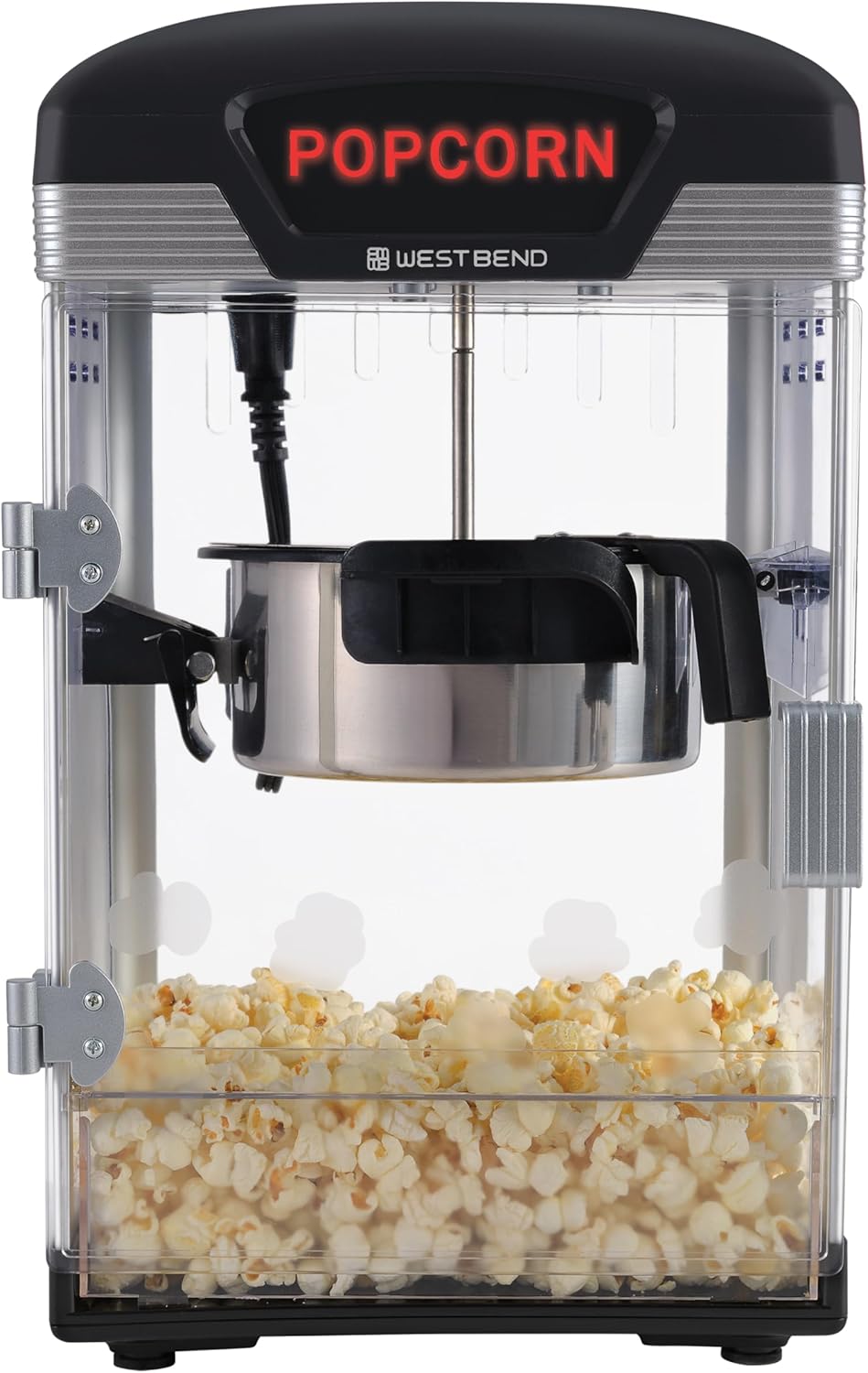 West Bend Stir Crazy Movie Theater Popcorn Popper, Gourmet Popcorn Maker Machine with Nonstick Popcorn Kettle and Popcorn Scoop for Popcorn Machine, 4 Qt., Black West Bend Stir Crazy Movie Theater Popcorn Popper, Gourmet Popcorn Maker Machine with Nonstick Popcorn Kettle and Popcorn Scoop for Popcorn Machine, 4 Qt., Black