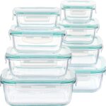 Vtopmart 8 Pack Glass Food Storage Containers with Airtight Lids, Glass Meal Prep Containers, Lunch Office Meal for Microwave, Oven, Freezer and Dishwasher, BPA Free